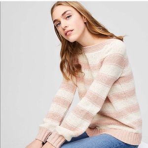 LOFT pink and cream striped sweater